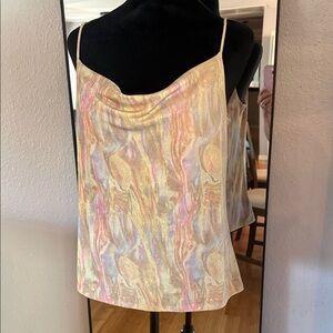 Bar III Iridescent Pastel Cowl Neck Spaghetti Strap Camisole